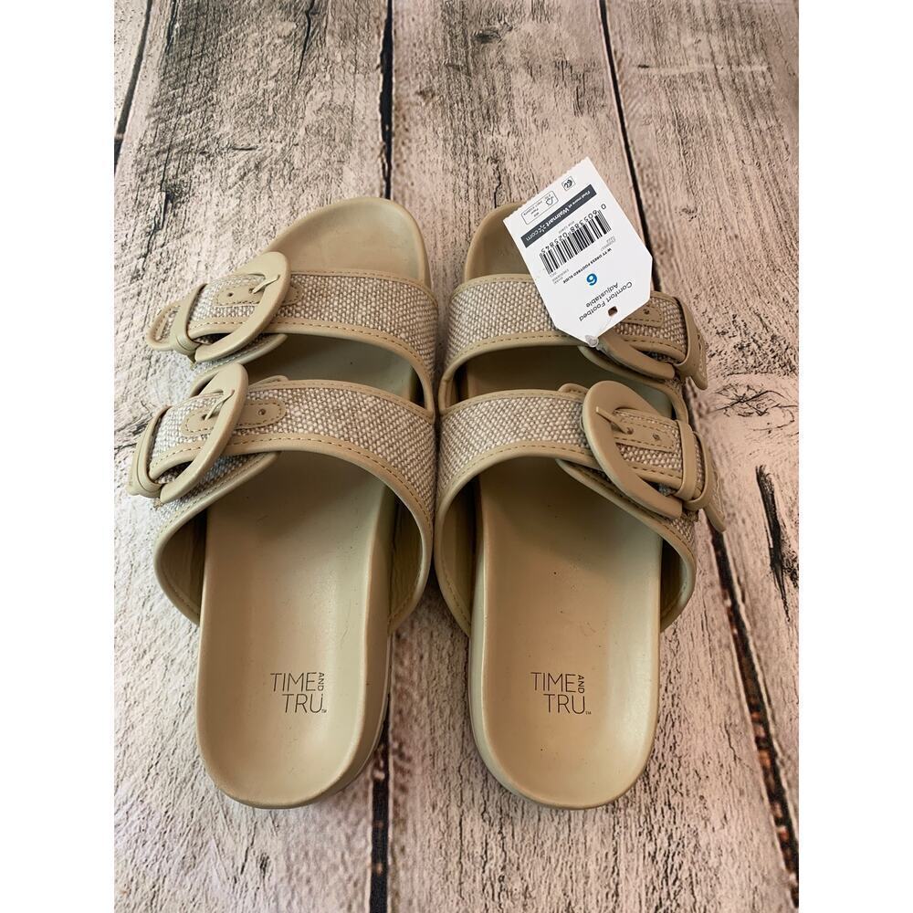 TIME AND TRU Women's Dress Comfort Footbed Adjustable Slide Sandals / Size: 6 - Picture 4 of 9